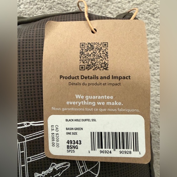 NWT Patagonia Black Hole Duffel Bag 55L - Basin Green - Picture 6 of 6